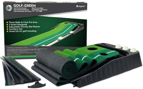 Golf Putting Green Mat with Auto Ball Return System 2 Holes Golf Game Practice Equipment and Gifts for Home Office Backyard Indoor Outdoor Use - 9.8 Feet with 3 Bonus Balls in Saudi Arabia