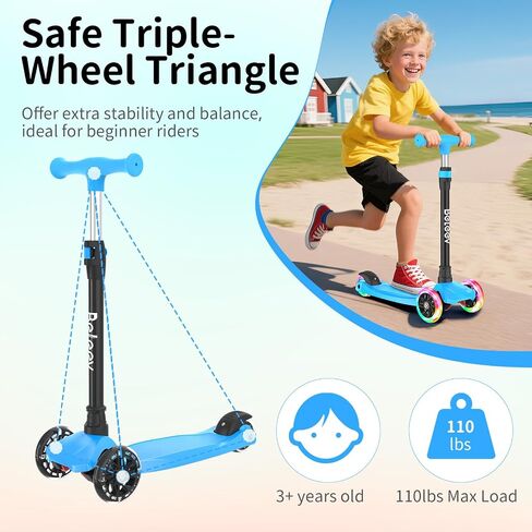 الدراجات البخارية Beleev for Kids 3 Wheel Kick Scooter for Toddlers Girls Boys ، 4 ارتفاع قابل للتعديل ، عميل إلى التوجيه ، عجلات خفيفة ، سطح واسع ، سهل التجميع للأطفال الذين تتراوح أعمارهم بين 3 و 12 عامًا (الوردي الوردي) in Kuwait