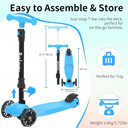 الدراجات البخارية Beleev for Kids 3 Wheel Kick Scooter for Toddlers Girls Boys ، 4 ارتفاع قابل للتعديل ، عميل إلى التوجيه ، عجلات خفيفة ، سطح واسع ، سهل التجميع للأطفال الذين تتراوح أعمارهم بين 3 و 12 عامًا (الوردي الوردي) in Kuwait