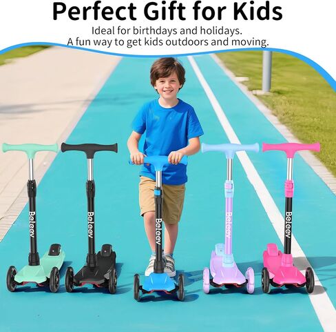 الدراجات البخارية Beleev for Kids 3 Wheel Kick Scooter for Toddlers Girls Boys ، 4 ارتفاع قابل للتعديل ، عميل إلى التوجيه ، عجلات خفيفة ، سطح واسع ، سهل التجميع للأطفال الذين تتراوح أعمارهم بين 3 و 12 عامًا (الوردي الوردي) in Kuwait