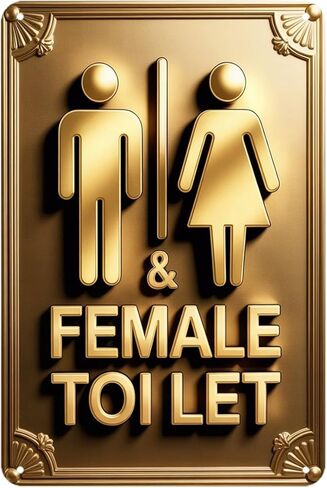 الذهب من الذكور والإناث مرحاض الصفيح علامة عتيقة مرحّة معدنية مناسبة للديكور في الهواء الطلق ، مطعم بار هوم 8 × 12 ، من السهل تعليقه in Kuwait