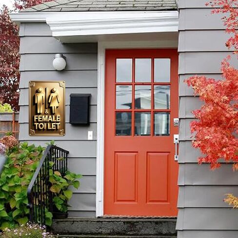 الذهب من الذكور والإناث مرحاض الصفيح علامة عتيقة مرحّة معدنية مناسبة للديكور في الهواء الطلق ، مطعم بار هوم 8 × 12 ، من السهل تعليقه in Kuwait