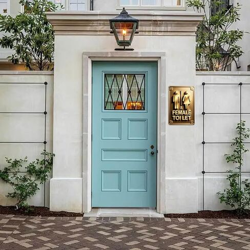 الذهب من الذكور والإناث مرحاض الصفيح علامة عتيقة مرحّة معدنية مناسبة للديكور في الهواء الطلق ، مطعم بار هوم 8 × 12 ، من السهل تعليقه in Kuwait