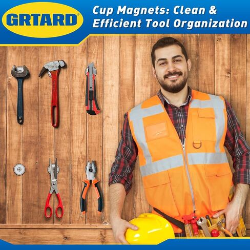 Grtard 8 Pack Neodymium Cup Magnets, 60LBS Holding Force Strong Rare Earth Magnets with Heavy Duty Countersunk Hole and Stainless Screws for Refrigerator, Tool Room, Science, Craft, Office and Garage in Saudi Arabia