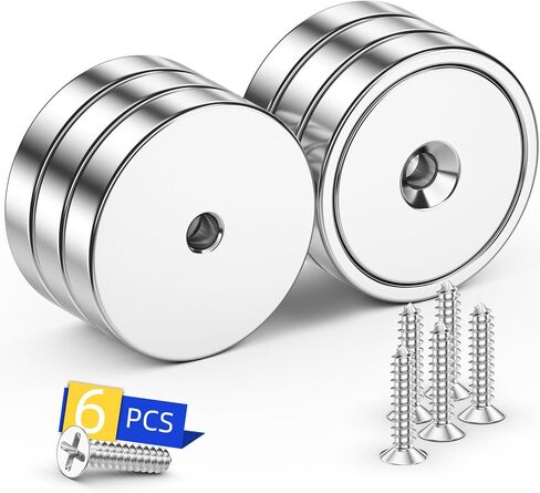 Grtard 8 Pack Neodymium Cup Magnets, 60LBS Holding Force Strong Rare Earth Magnets with Heavy Duty Countersunk Hole and Stainless Screws for Refrigerator, Tool Room, Science, Craft, Office and Garage in Saudi Arabia