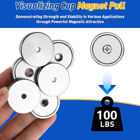 Grtard 8 Pack Neodymium Cup Magnets, 60LBS Holding Force Strong Rare Earth Magnets with Heavy Duty Countersunk Hole and Stainless Screws for Refrigerator, Tool Room, Science, Craft, Office and Garage in Saudi Arabia