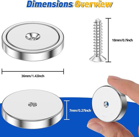 Grtard 8 Pack Neodymium Cup Magnets, 60LBS Holding Force Strong Rare Earth Magnets with Heavy Duty Countersunk Hole and Stainless Screws for Refrigerator, Tool Room, Science, Craft, Office and Garage in Saudi Arabia