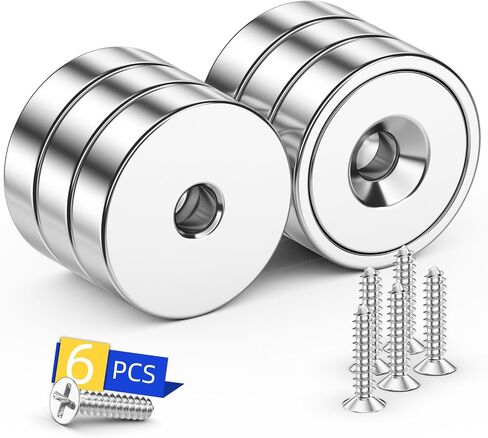 Grtard 8 Pack Neodymium Cup Magnets, 60LBS Holding Force Strong Rare Earth Magnets with Heavy Duty Countersunk Hole and Stainless Screws for Refrigerator, Tool Room, Science, Craft, Office and Garage in Saudi Arabia