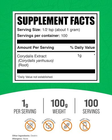 BulkSupplements.com Corydalis Extract Powder - Corydalis Root Extract, Corydalis Powder - Herbal Supplement, Vegan & Gluten Free, 1000mg per Serving, 250g (8.8 oz) (Pack of 1) in Saudi Arabia