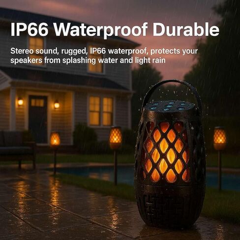 Outdoor Speakers, Colorful LED Flame Speaker, Outdoor Bluetooth Speakers Waterproof Wireless, Bluetooth 5.3, Stereo Sound, Portable Wireless Speaker with Stake, Hook for Patio/Yard/Porch(2 Pack) in Saudi Arabia
