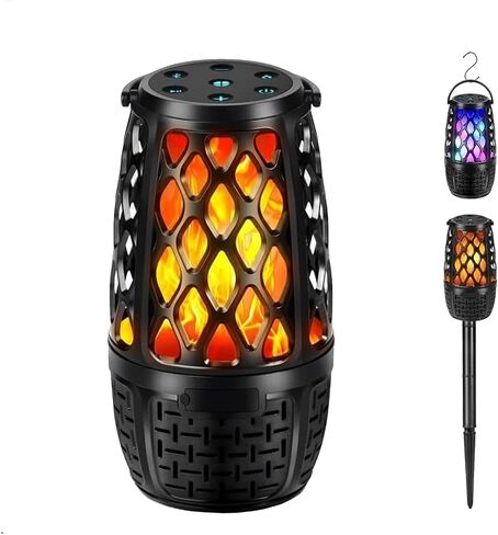 Outdoor Speakers, Colorful LED Flame Speaker, Outdoor Bluetooth Speakers Waterproof Wireless, Bluetooth 5.3, Stereo Sound, Portable Wireless Speaker with Stake, Hook for Patio/Yard/Porch(2 Pack) in Saudi Arabia