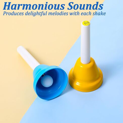 8 Notes Hand Bells, Musical Hand Bell Set with Colorful Design, 8 Pack Colorful Handbells, Durable Iron Bells for Kids Adults, School, Church Choir (4.3 Inch) in Saudi Arabia