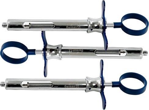 3 Piece Set - 1.8cc Dental Anesthetic Syringe Type-CW | Color Handle Finger Ring Plunger | German Stainless Steel Dental Anesthestics Dispensing Syringe (Set of 3 - 1.8mL - Red) in Saudi Arabia