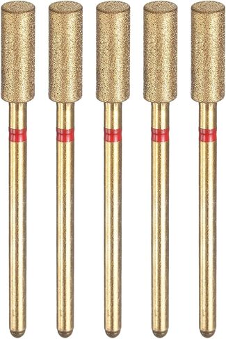 HARFINGTON 5pcs 100-120 Grits Diamond Grinding Bit 2mm Cylindrical Ball Head 2.35mm Shank 6.8mm Length Titanium Plated Stone Sanding Drill Bits Rotary Tool for Nails Grinding Polishing in Saudi Arabia