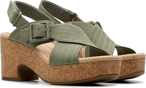 Clarks Women's Nerisa West Heeled Sandal, Sand Nubuck, 8.5 in Saudi Arabia