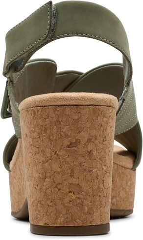 Clarks Women's Nerisa West Heeled Sandal, Sand Nubuck, 8.5 in Saudi Arabia