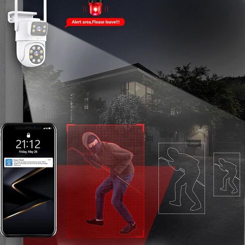 MOVOLS Wireless Security Camera 5G/2.4G WiFi 4MP Dual Lens Camera,2K HD PTZ Dome Cameras with Color Night Version, Motion Detection in Saudi Arabia