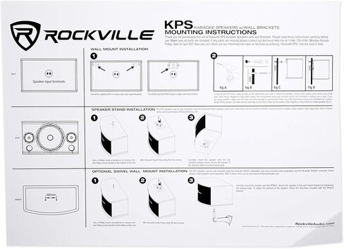 Rockville KPS12 1600W 3-Way 12" Karaoke Speakers (2), 8 Ohm, MDF Enclosure, Wall Brackets, Crisp Vocals, Deep Bass, for Karaoke and DJ Events in Kuwait