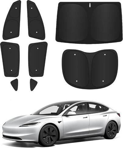 10pcs زجاج الأمامي ظلال الشمس ل Tesla Model X 2016-2024 ، الجانبية الأمامية والخلفية نافذة الشمس شمس Sun Visor الحماية من الخصوصية المعزولة للدرع المعزول للتخييم ، والقيلولة ، والاسترخاء in Kuwait