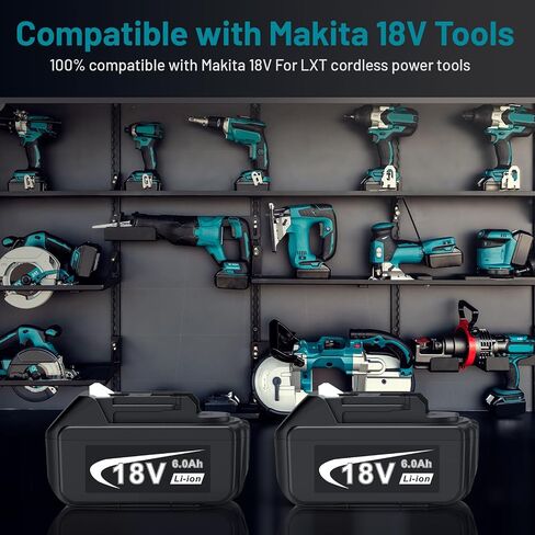 TREE.NB 2Pack 6.0Ah Replacement for Makita 18V Battery Compatible with Makita 18 Volt Batteries BL1860 BL1850 BL1840 BL1835 BL1830 BL1815 LXT400 194204-5 194205-3 194230-4 194309-1 in Saudi Arabia