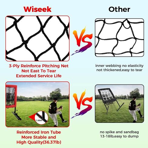 Heavy Duty 9 Hole Pitching Net with Strike Zone,9 Pocket Pitching Target Net of 4 Adjustable Heights (36-53in),Softball Pitching Net Fix by 8xspikes and 2xsandbags, Pitching Target Net for All Age in Kuwait