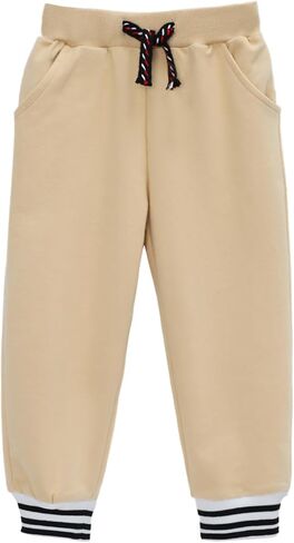 Hileelang Toddler Boys Cotton Cotton Jogger Sweatpants 3 Pack ، و Soft Adjud Adjust مرنة الخصر مع جيوب ، وأحجام من 12 م-7T in Kuwait