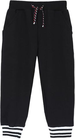 Hileelang Toddler Boys Cotton Cotton Jogger Sweatpants 3 Pack ، و Soft Adjud Adjust مرنة الخصر مع جيوب ، وأحجام من 12 م-7T in Kuwait