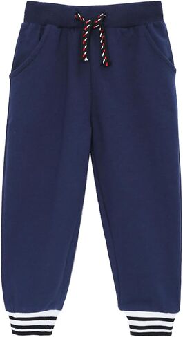 Hileelang Toddler Boys Cotton Cotton Jogger Sweatpants 3 Pack ، و Soft Adjud Adjust مرنة الخصر مع جيوب ، وأحجام من 12 م-7T in Kuwait