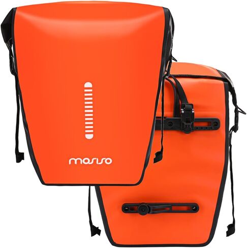 Mosiso 18L الدراجة Panniers 2 عبوة ، مقاوم للماء سعة كبيرة السعة الدراجات ، كيس الكتف الدراجة حقيبة الأمتعة رف الخلفية مع شرائط عاكسة لركوب الجبل على الطريق تسافر ، برتقالي in Kuwait