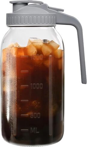 2 ربع الفم العريض من الفم الزجاجي مع الغطاء ، وجرة جرة ماسون 64 أوقية ، وجرة شاي مثلجة مقاومة للتسرب ، وحاوية شديدة التحمل للشاي الحلو ، والعصير ، وقهوة المشروب البارد ، ومشروبات تخزين حليب الأم -1pack/الوردي in Saudi Arabia