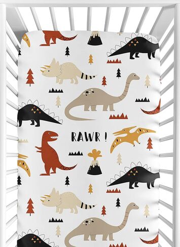 Sweet Jojo Designs Watercolor Dinosaur Dino Boy Baby Fitted Crib Sheet Set Infant Newborn Nursery Toddler Bed Room Standard Mattress 2p Blue Tracks Footprint Green Modern Dinosaurs Animal Nature in Kuwait