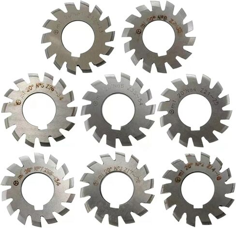 M0.3 M0.5M0.8 M1 M1.25 M2 M2.5 M3 M4-M10 MODULUS PA20 DEGREES NO.1-NO.8 أدوات قطع التروس (M1.25 ، No.2) in Saudi Arabia