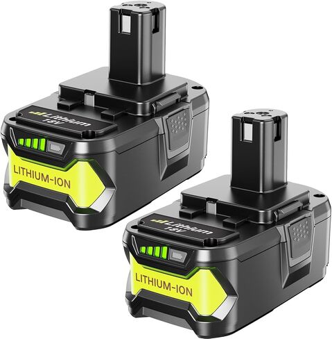 2-pack 18V 5.0AH LITHIUM LON LON BUTTICAL ، متوافقة مع RYOBI 18V ONE+ أدوات الطاقة والشاحن P100 P102 P103 P104 P105 P107 P108 P109 in Kuwait