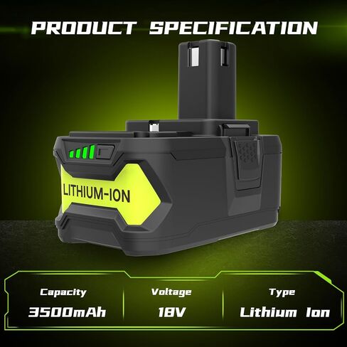 2-pack 18V 5.0AH LITHIUM LON LON BUTTICAL ، متوافقة مع RYOBI 18V ONE+ أدوات الطاقة والشاحن P100 P102 P103 P104 P105 P107 P108 P109 in Saudi Arabia