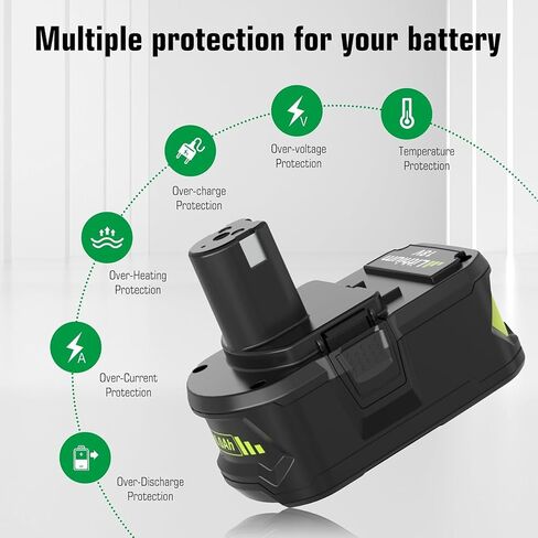 2-pack 18V 5.0AH LITHIUM LON LON BUTTICAL ، متوافقة مع RYOBI 18V ONE+ أدوات الطاقة والشاحن P100 P102 P103 P104 P105 P107 P108 P109 in Saudi Arabia