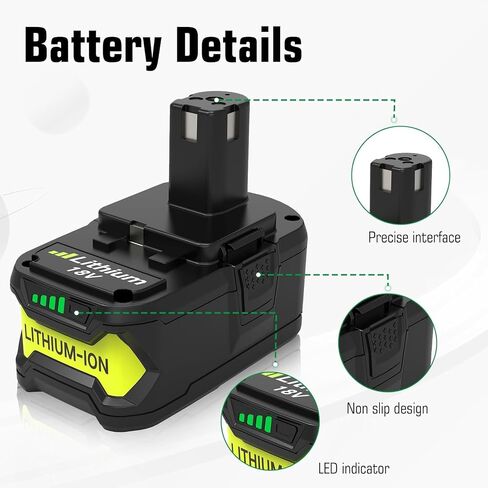 2-pack 18V 5.0AH LITHIUM LON LON BUTTICAL ، متوافقة مع RYOBI 18V ONE+ أدوات الطاقة والشاحن P100 P102 P103 P104 P105 P107 P108 P109 in Saudi Arabia