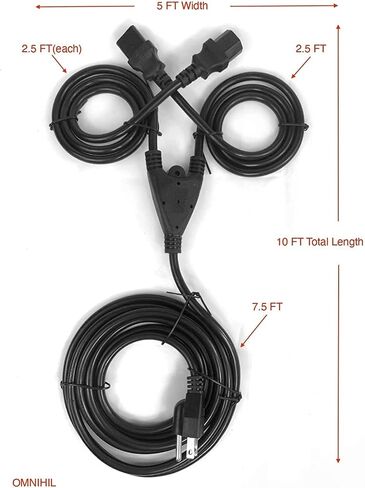 Omnihil [UL مدرج] 10ft 3 Proung Power Cord Splitter متوافق مع BUSTBOSS KATANA Artist Head MKII 100 واط الغيتار أمبير in Kuwait