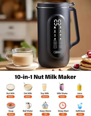 35oz Nut Milk Maker, 10-in-1 Multi-Function Blender with 12-Hour Delay Start, Self-Clean, Keep Warm, Perfect for Soy, Oat Milk, Soup & More – Ideal for Vegan & Lactose-Free Diets, Cream in Saudi Arabia