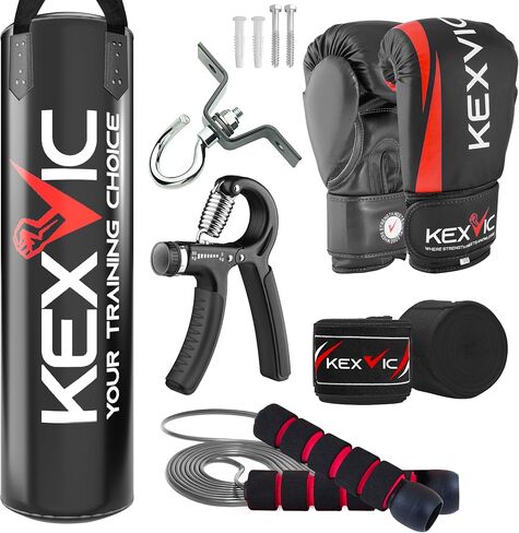 Punching Bag for Adults 4FT- Premium Heavy Duty Boxing Bag Set with 12OZ Boxing Gloves –Unfilled Hanging Kickboxing Bag for MMA, Karate, Judo, Muay Thai and Self Defense Training in Saudi Arabia