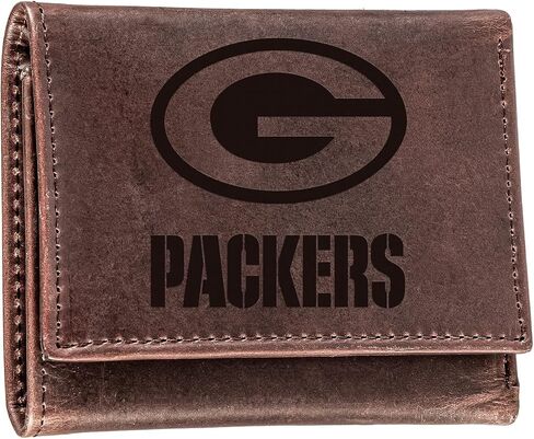 Evergreen Team Sports America NFL Green Bay Packers Brown Wallet | Tri-Fold | Officially Licensed Stamped Logo | Made of Leather | Money and Card Organizer | Gift Box Included in Saudi Arabia