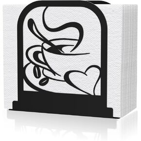 Modern Standing Napkin Holder for table, Black Metal Napkin Dispenser, Coffee time Theme Style Napkin Holder, Suitable for Kitchen, Coffee Shop, Dining Room in Saudi Arabia