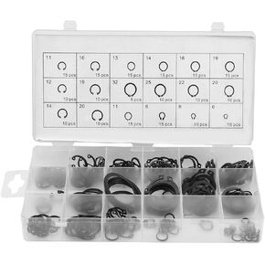 225 Piece Set of Internal & External Snap Retaining Rings - & Versatile Circlips in 18 Assorted Sizes - Perfect for Home DIY, Professional Jobs, and Maintenance in Kuwait