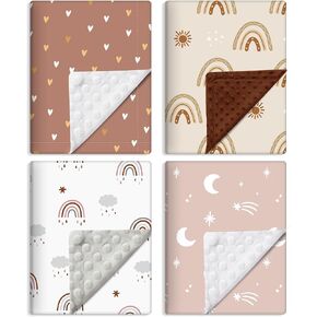 Tiamon 4 Pack Baby Bannet for Boys Girls 30 × 40 بوصة بطانيات مزدوجة ناعمة مع دعم منقط جميل لحاف تصميم حيوان الغابات للجنسين طفل حديثي الولادة مطبوعة متعددة الألوان in Saudi Arabia