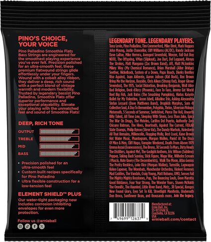 Ernie Ball Medium Pino Palladino Smoothie Flats Electric Bass Strings 43-108 Gauge in Saudi Arabia
