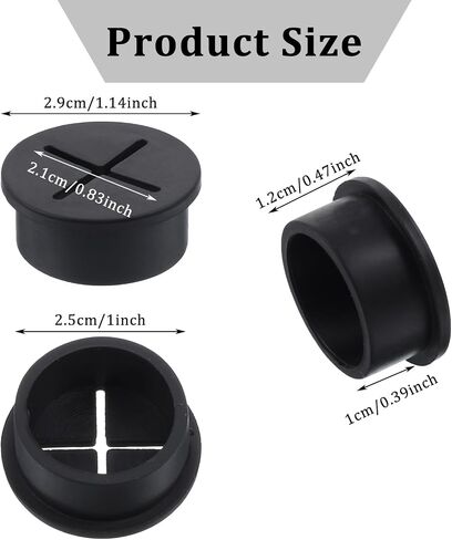 15 Pcs Desk Grommet, 1 Inch / 25mm Flexible Rubber Grommets, Black Cable Grommets, Silicone Cable Cord Grommet Wire Hole Cover for Table and Other Furnitures in Saudi Arabia
