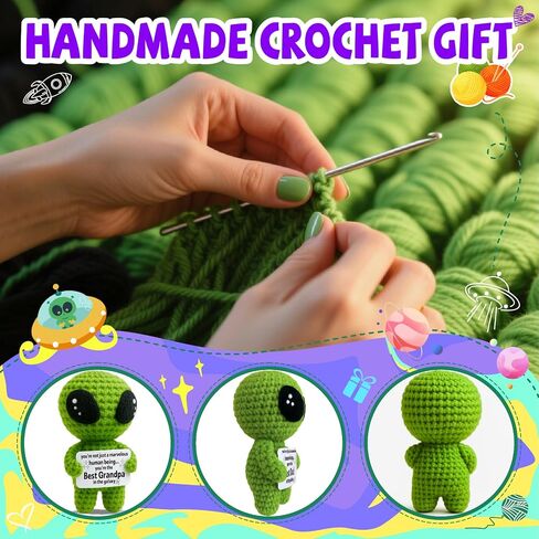 MAMAGIFTREE Funny Birthday Gifts for Man or Woman - Handmade Crochet Alien Plush with Inspirational Birthday Message - Small Bday Stuff for Friends, Teens, Coworkers, Sci-Fi Lovers - Party Favor in Saudi Arabia