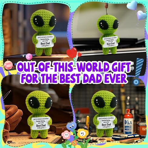 MAMAGIFTREE Funny Birthday Gifts for Man or Woman - Handmade Crochet Alien Plush with Inspirational Birthday Message - Small Bday Stuff for Friends, Teens, Coworkers, Sci-Fi Lovers - Party Favor in Saudi Arabia