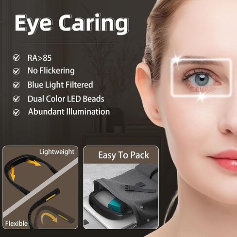 Book Lights for Reading at Night LED Neck Light Bed Reading lamp Portable Rechargeable 3 Modes 4 Light Sources 80 Hrs Runtime Perfect for Crochet Knitting Cross Stitch,Book Lovers Gift in Saudi Arabia