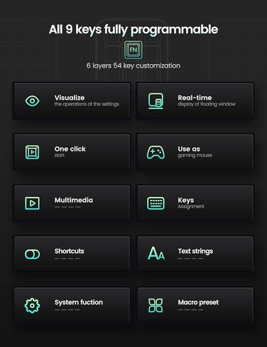 Vaydeer يدعم لوحة المفاتيح الميكانيكية بيد واحدة NKRO و Hotkeys و PLICK Start و 9 مفاتيح قابلة للبرمجة بالكامل مع نافذة عائمة ومفاتلة متعددة الوظائف لنظام التشغيل iOS و Windows-White in Kuwait