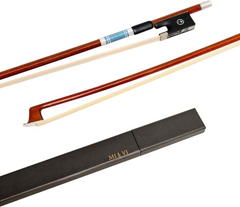 Mi & VI NB-545 Brazilwood Violin Bow 4/4 (الحجم الكامل) مع قضية القوس المشمولة | بهرج الفضة | شنت كاملة | شعر الحصان الطبيعي | الوزن المتوازن (الفضة) in Saudi Arabia